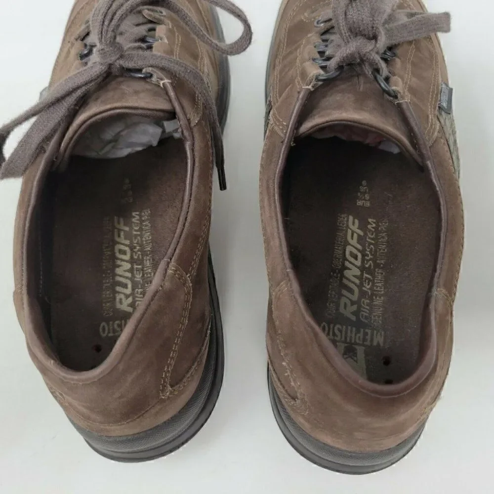 MEPHISTO RUNOFF BROWN NUBUCK SNAKE PRINT WALKING SNEAKERS SHOES WOMENS SIZE 9 US